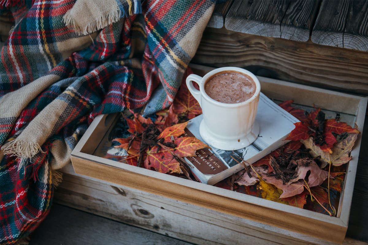 Warmer Kakao und eine gemütliche Decke